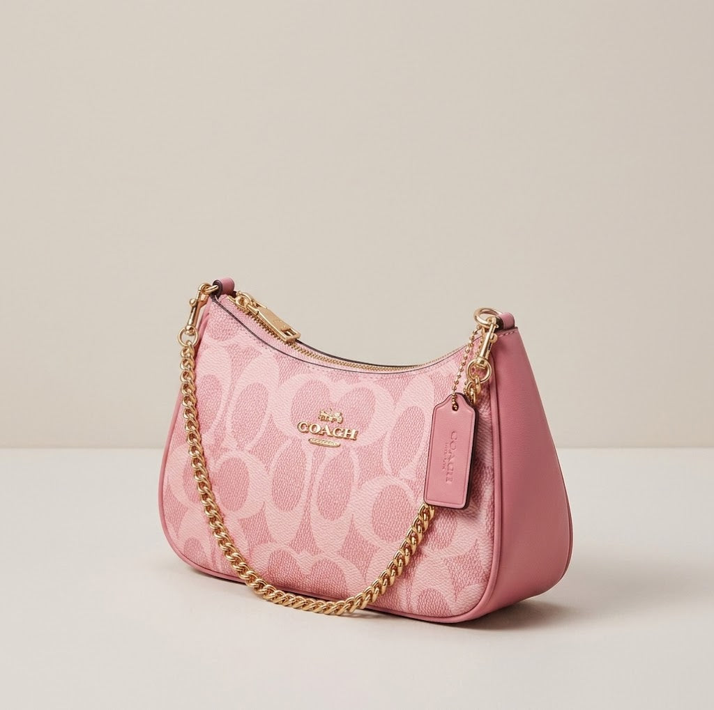 Coach Teri Shoulder Bag in Signature Canvas Powder Pink CAL51 NWT