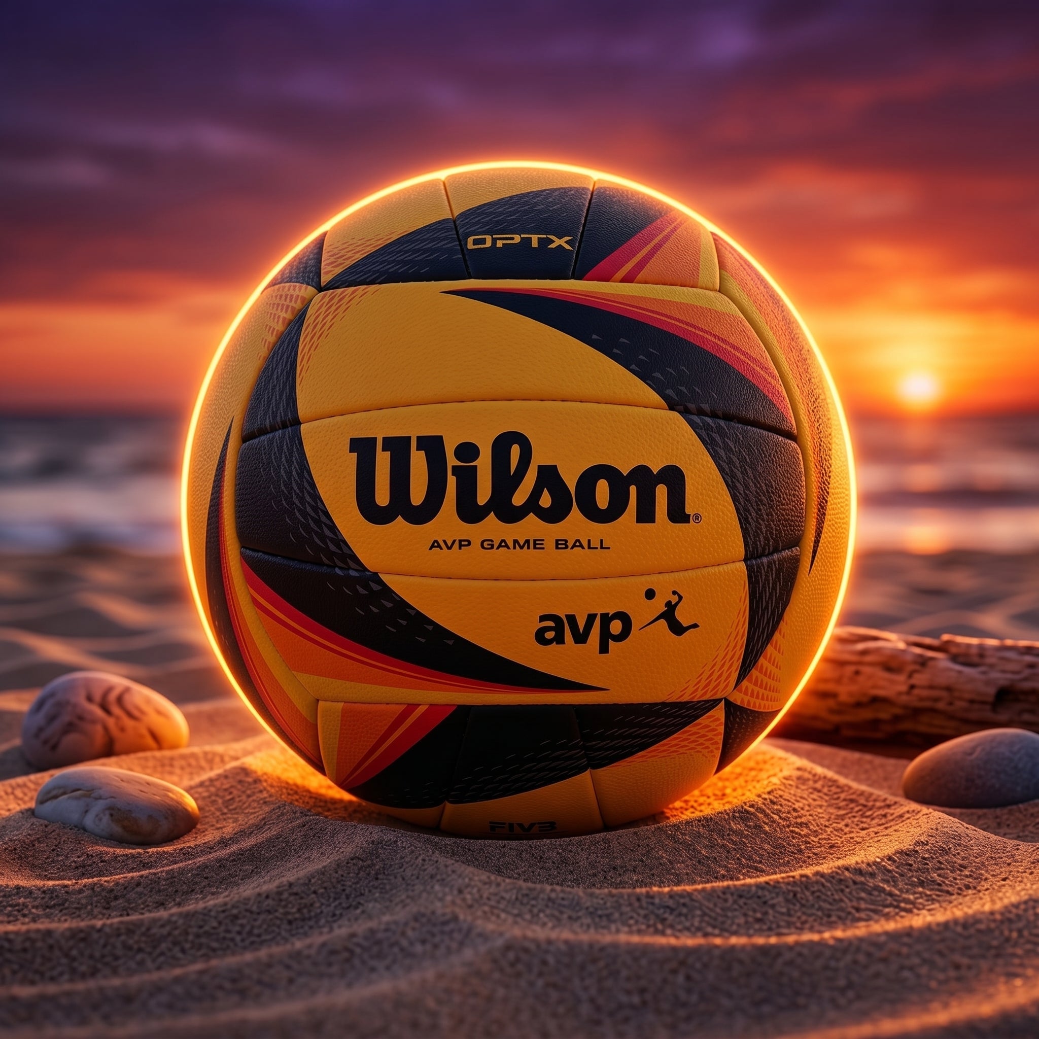 Wilson AVP OPTX Official Beach Volleyball Tour Match Game Ball Black Yellow