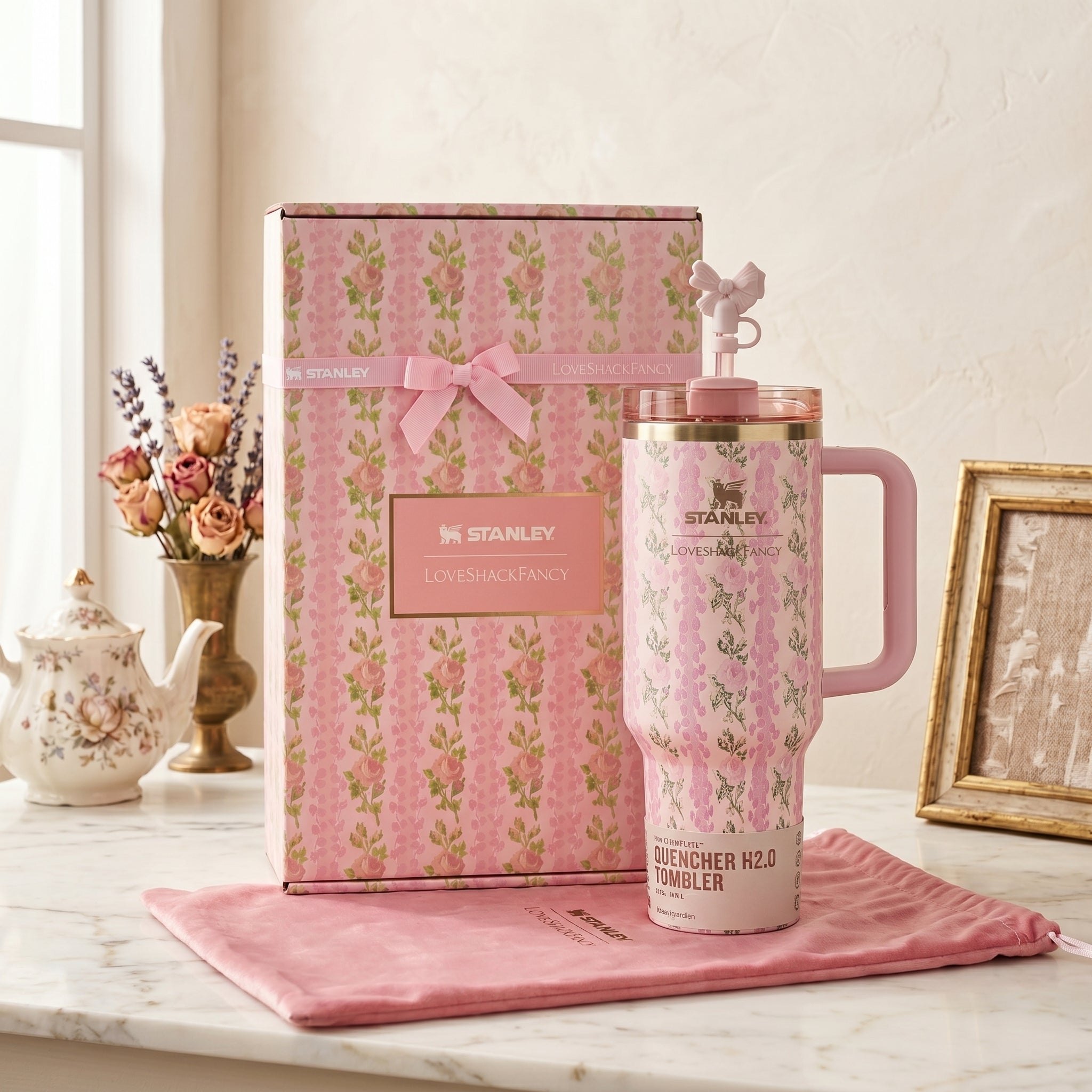 Stanley x Barbie Quencher 40 oz Tumbler Cup “80’s Peaches ’N Cream”