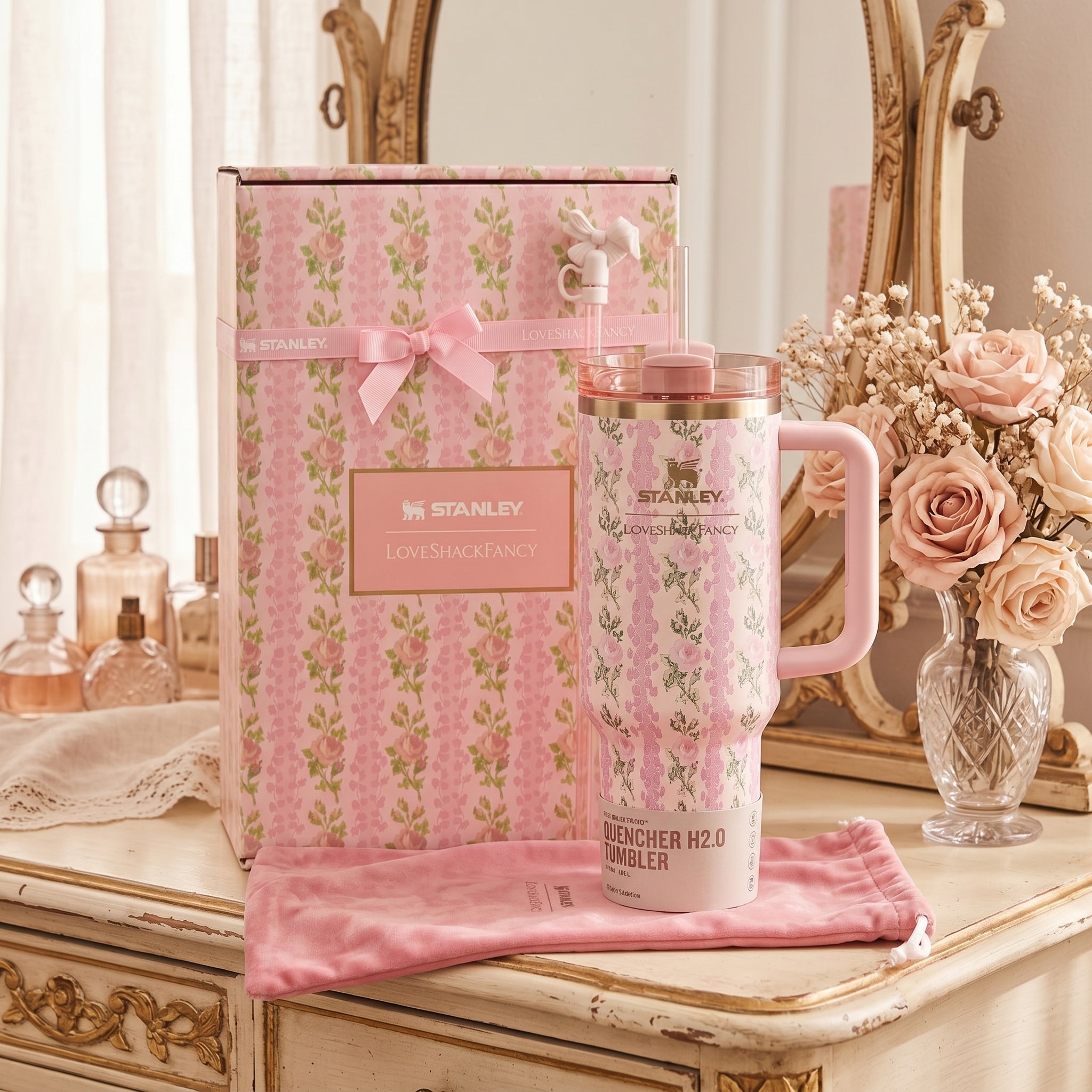 Stanley x Barbie Quencher 40 oz Tumbler Cup “80’s Peaches ’N Cream”