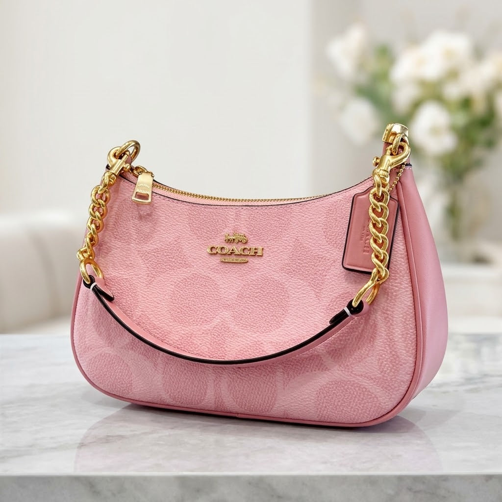 Coach Teri Shoulder Bag in Signature Canvas Powder Pink CAL51 NWT